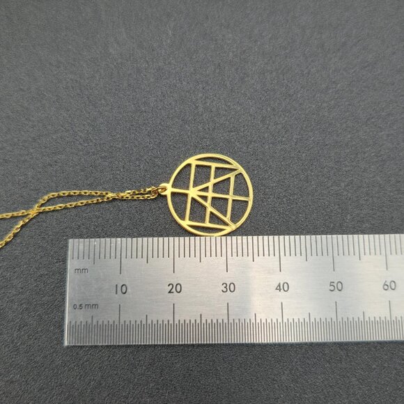 18+1 Inch Gold Over Sterling Silver Geometric Design Necklace A6277 - Picture 5 of 6